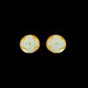 White Opal Earrings Clover Studs Gold Plated Jewelry Product Shot - Isolated View - Lefkara Silver