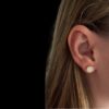 White Opal Earrings Clover Studs - Image 2