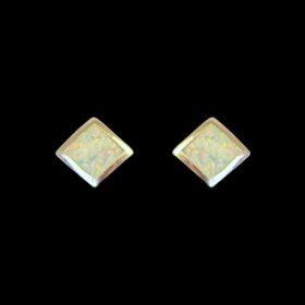 White Opal Earrings Diamond Studs Silver Jewelry Product Shot - Isolated View - Lefkara Silver