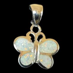 White Opal Pendant Butterfly Spirit Silver Jewelry Product Shot - Isolated View - Lefkara Silver