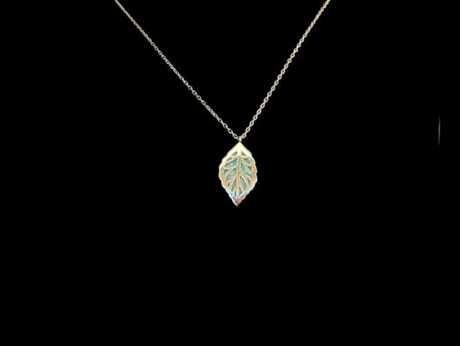 White Opal Pendant Leafy Veil Silver Jewelry Detail Shot - Pendant and Chain Shot - Lefkara Silver