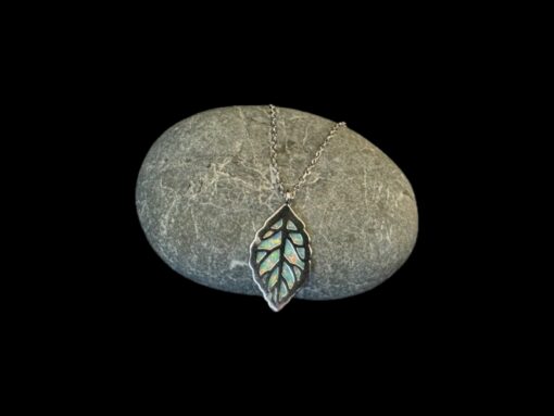 White Opal Pendant Leafy Veil Silver Jewelry Display Shot - Prop Shot - Lefkara Silver