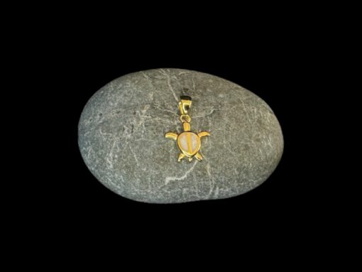 White Opal Pendant Sea Turtle Bliss Gold Plated Jewelry Display Shot - Prop Shot - Lefkara Silver