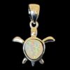 White Opal Pendant Turtle Tale Silver Jewelry Product Shot - Isolated View - Lefkara Silver