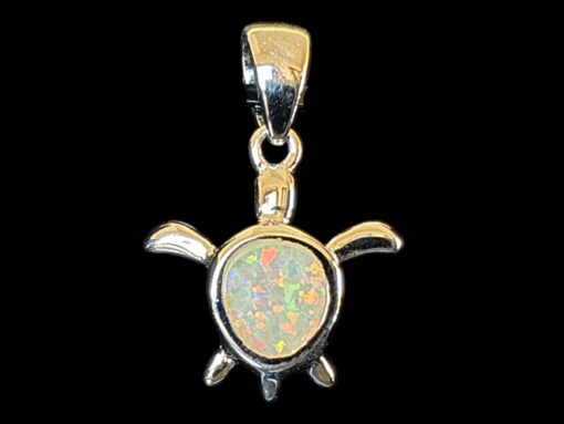 White Opal Pendant Turtle Tale Silver Jewelry Product Shot - Isolated View - Lefkara Silver