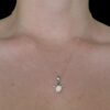 White Opal Pendant Turtle Tale Silver Jewelry Wear Shot - Model Shot - Lefkara Silver