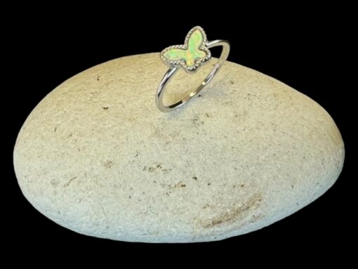 White Opal Ring Butterfly Bliss Silver Jewelry Display Shot - Prop Shot - Lefkara Silver