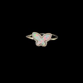 White Opal Ring Butterfly Bliss Silver Jewelry Product Shot - Isolated View - Lefkara Silver