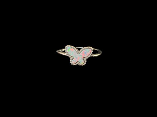 White Opal Ring Butterfly Bliss Silver Jewelry Product Shot - Isolated View - Lefkara Silver