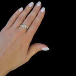 White Opal Ring Meander Shine Silver Jewelry Wear Shot - Model Shot - Lefkara Silver