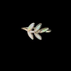 White Opal Ring Olive Branch Silver Jewelry Product Shot - Isolated View - Lefkara Silver