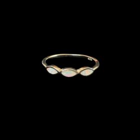 White Opal Ring Tranquil Wave Silver Jewelry Product Shot - Isolated View - Lefkara Silver