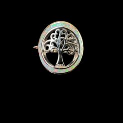 White Opal Ring Tree of Life Halo Silver Jewelry Product Shot - Isolated View - Lefkara Silver