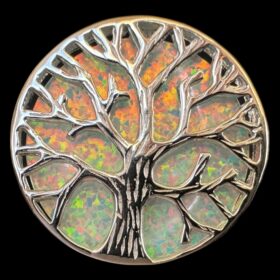 White Opal Ring Tree of Life Portal Silver Jewelry Product Shot - Isolated View - Lefkara Silver