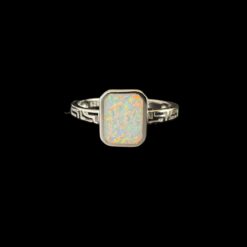 White Opal Ring Vintage Bezel Silver Jewelry Product Shot - Isolated View - Lefkara Silver