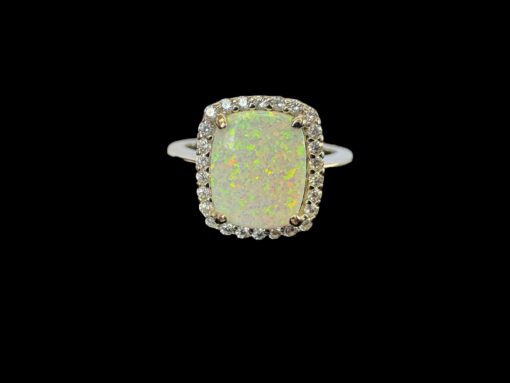 White Opal Ring Vintage Glamour Silver Jewelry Product Shot - Isolated View - Lefkara Silver