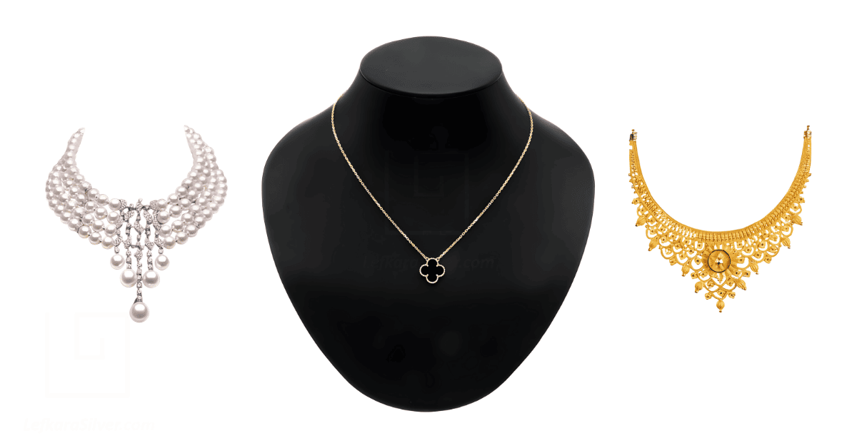 Three different necklace designs.