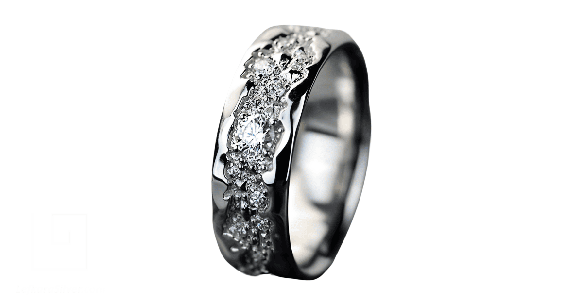 A grey Moissanite ring for men. 