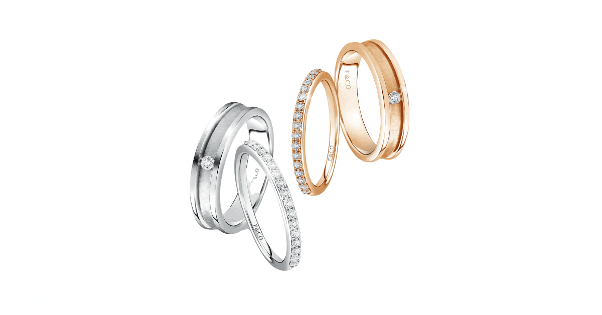 F&CO's Platinum and Gold wedding ring sets.