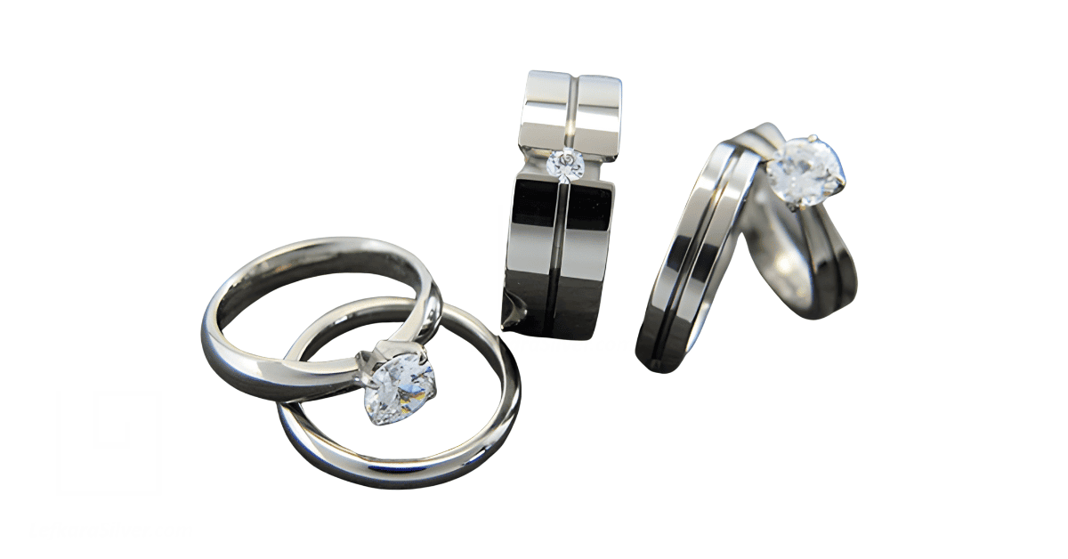Three sets of Platinum wedding rings.