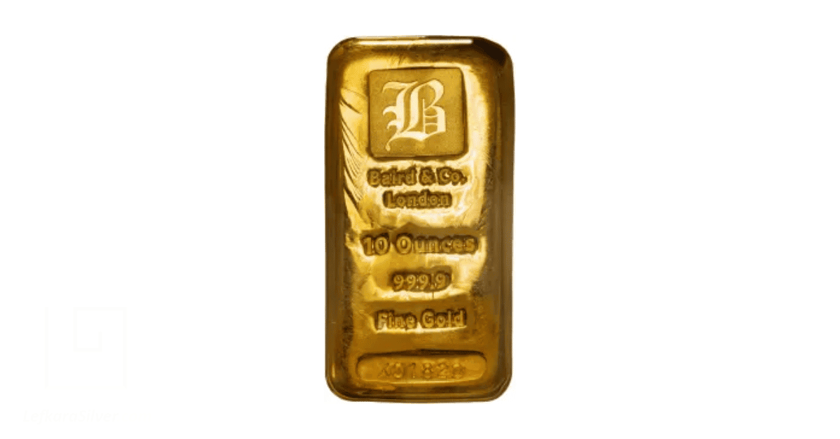 a gold bar of 10 ounces.