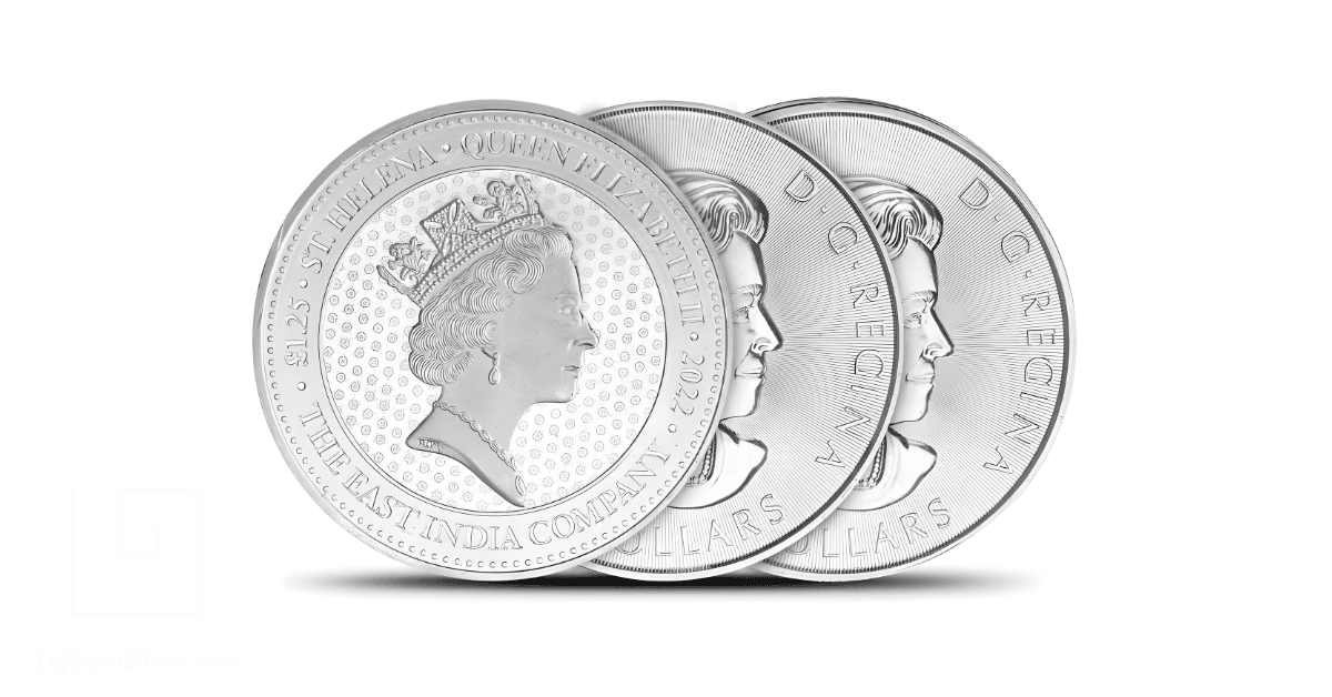 Three silver coins. 