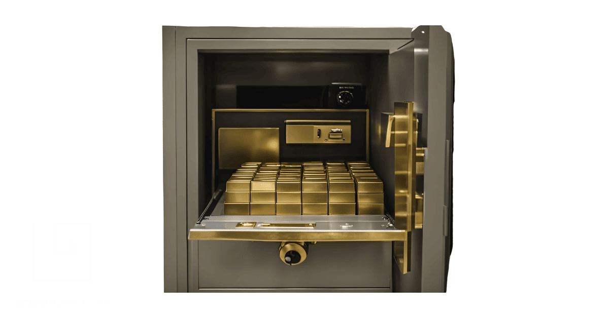 a vault filled with gold bars. 