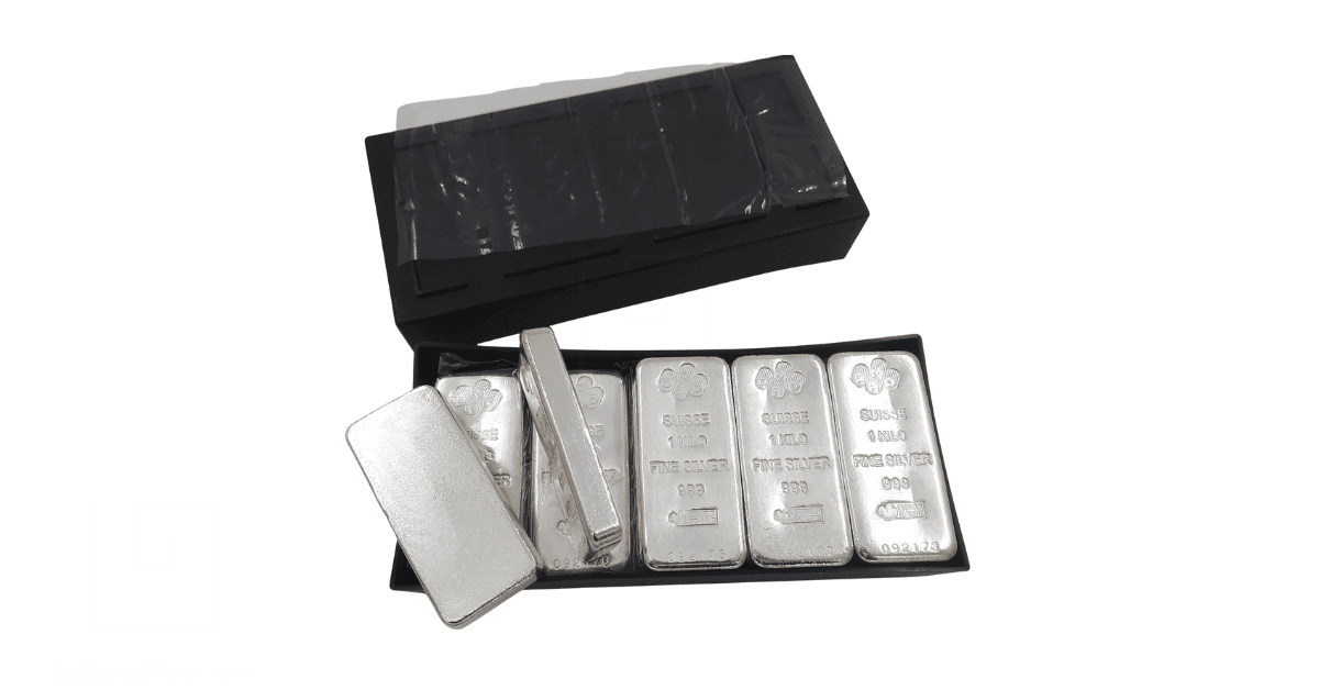a box of silver bars.