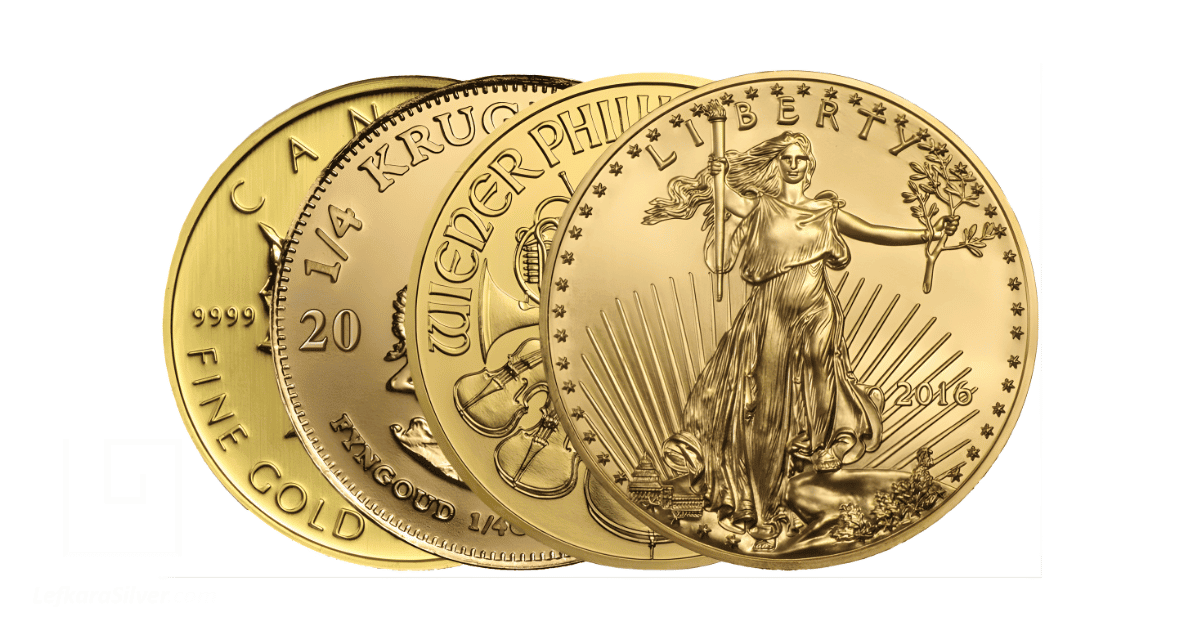 Different gold coins.