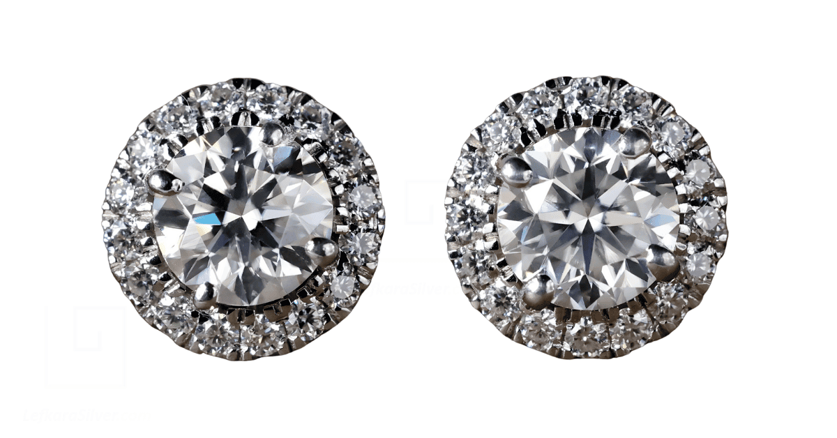 a pair of diamond earrings
