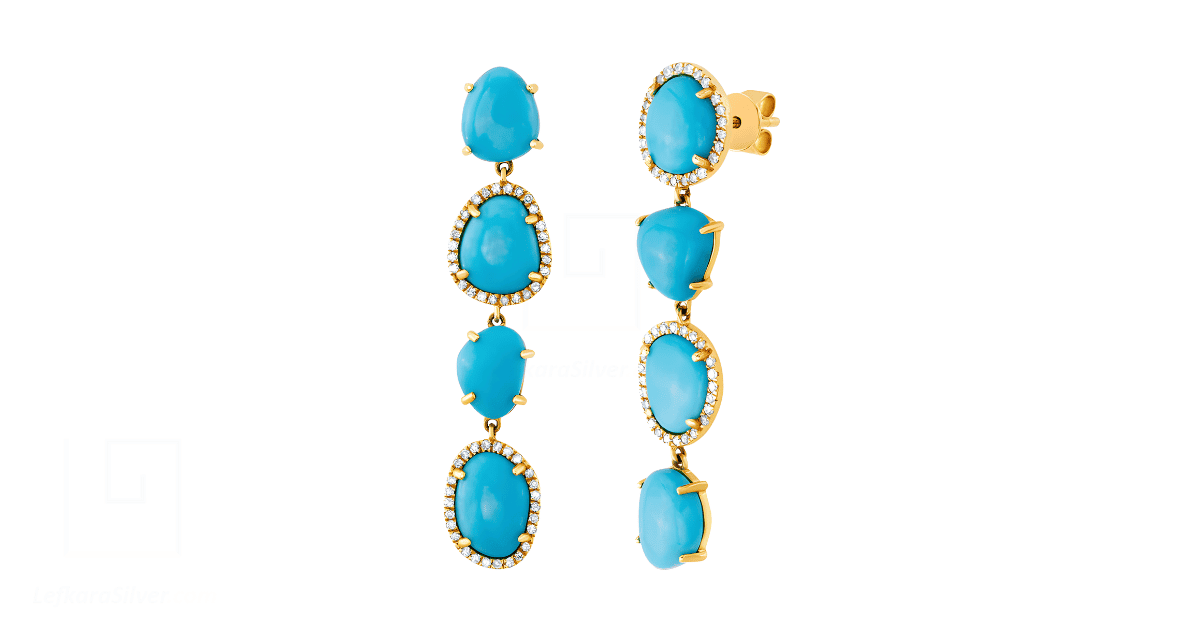 a gold turquoise earring.