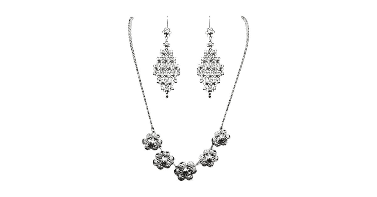 a sterling silver jewelry set.
