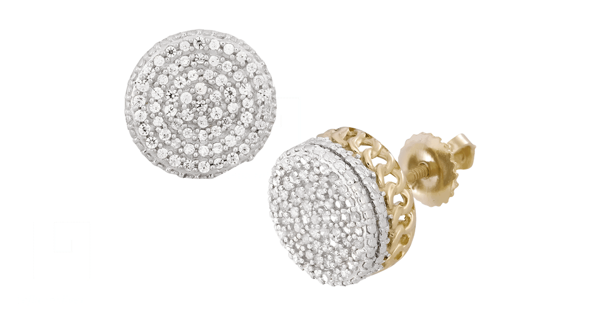 a pair of stud diamond earrings for men.