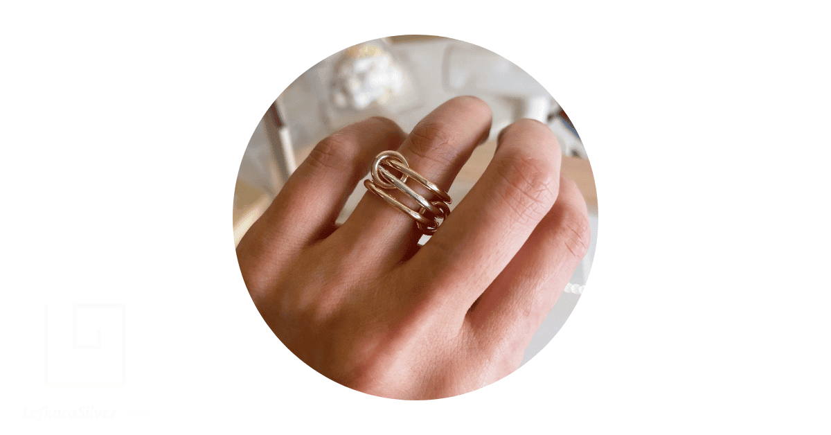 A two-toned gold ring.