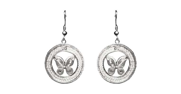 a pair of filigree earrings