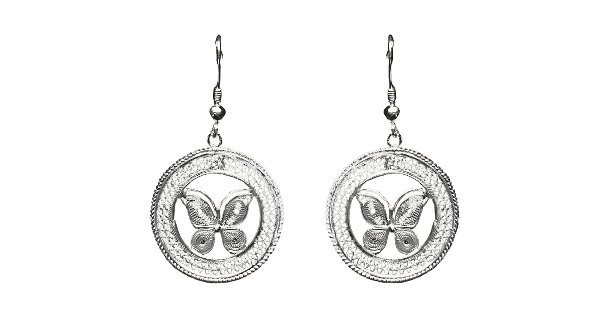 a pair of filigree earrings
