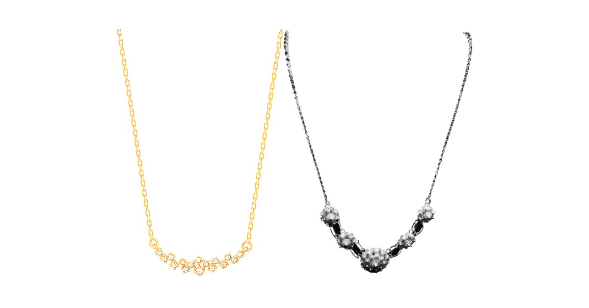 a gold and silver necklace for women. 