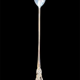 Handmade silver filigree spoon with a rosette openwork handle, by Lefkara Silver Cyprus.