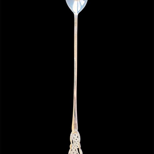 Handmade silver filigree spoon with a rosette openwork handle, by Lefkara Silver Cyprus.