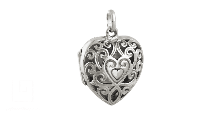 a heart-shaped filigree locket