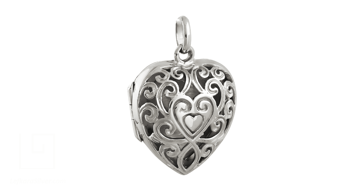 a heart-shaped filigree locket