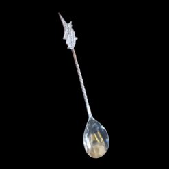 Handmade silver coffee spoon with a Cyprus island map handle from the national flag, by Lefkara Silver.