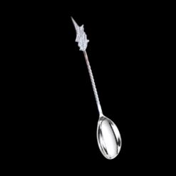 Handmade silver coffee spoon with a Cyprus island map handle from the national flag, by Lefkara Silver.