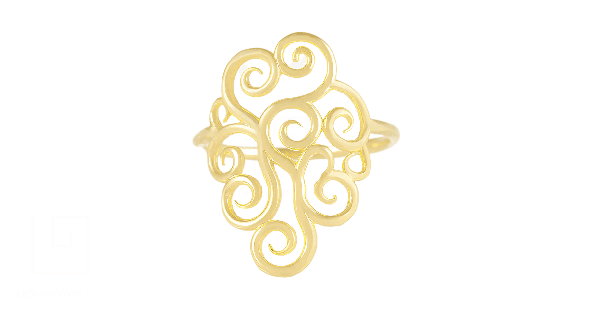 A gold Greek filigree ring.
