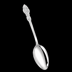 Large handmade silver filigree serving spoon with a grand scrolled openwork handle, by Lefkara Silver Cyprus.