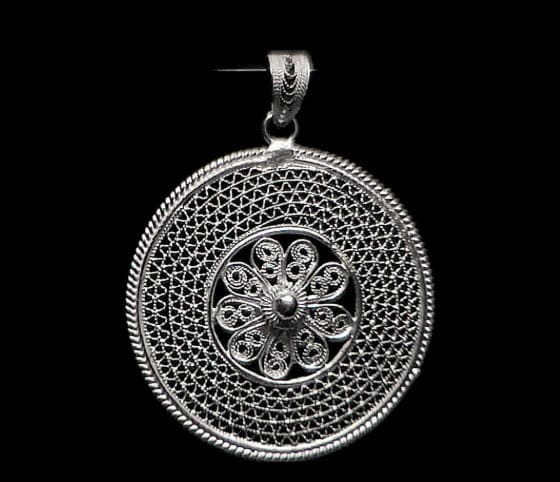 Handmade silver filigree pendant from Lefkara, Cyprus
